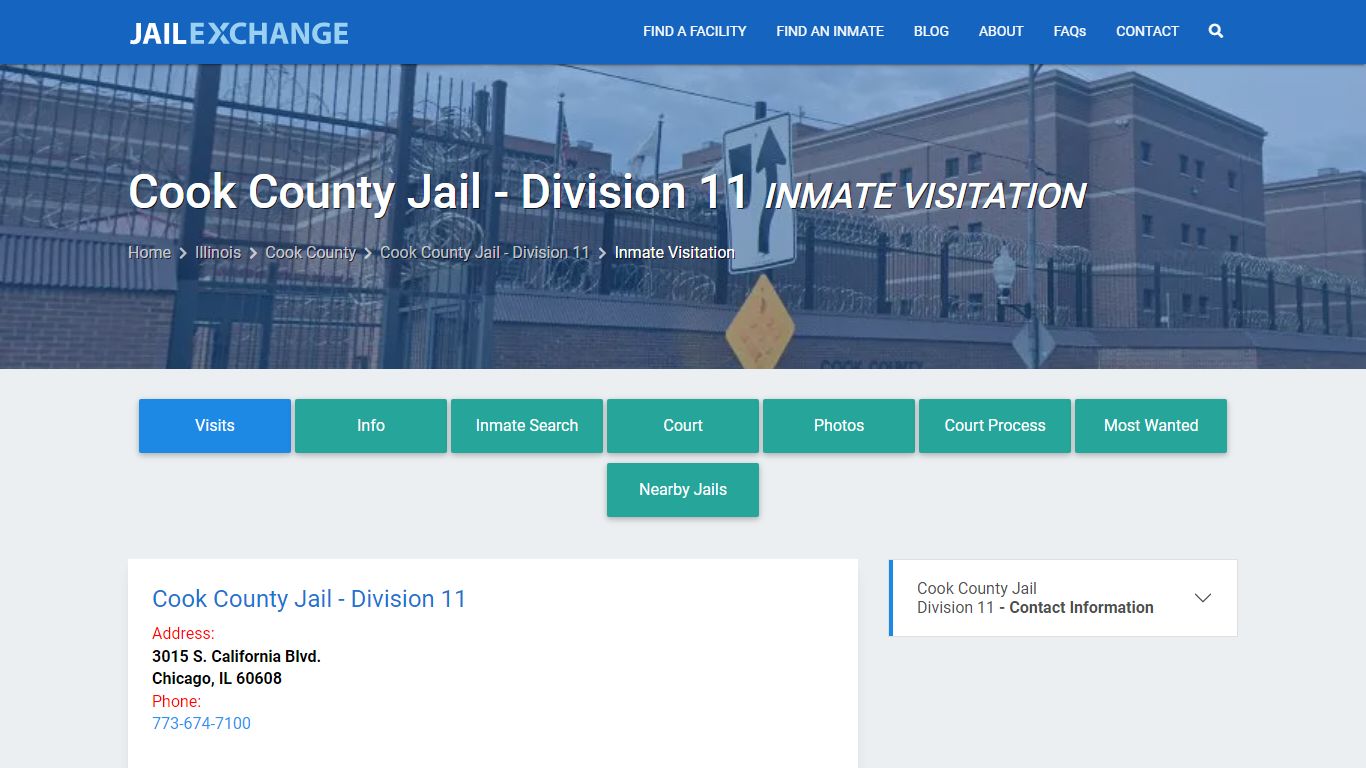 Inmate Visitation - Cook County Jail - Division 11, IL - Jail Exchange